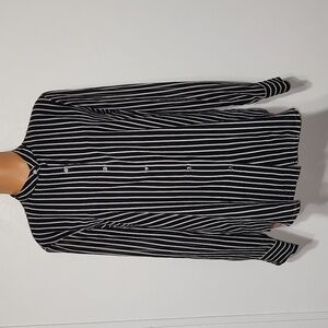 DKNY Striped Buttondown Top Black Size Small